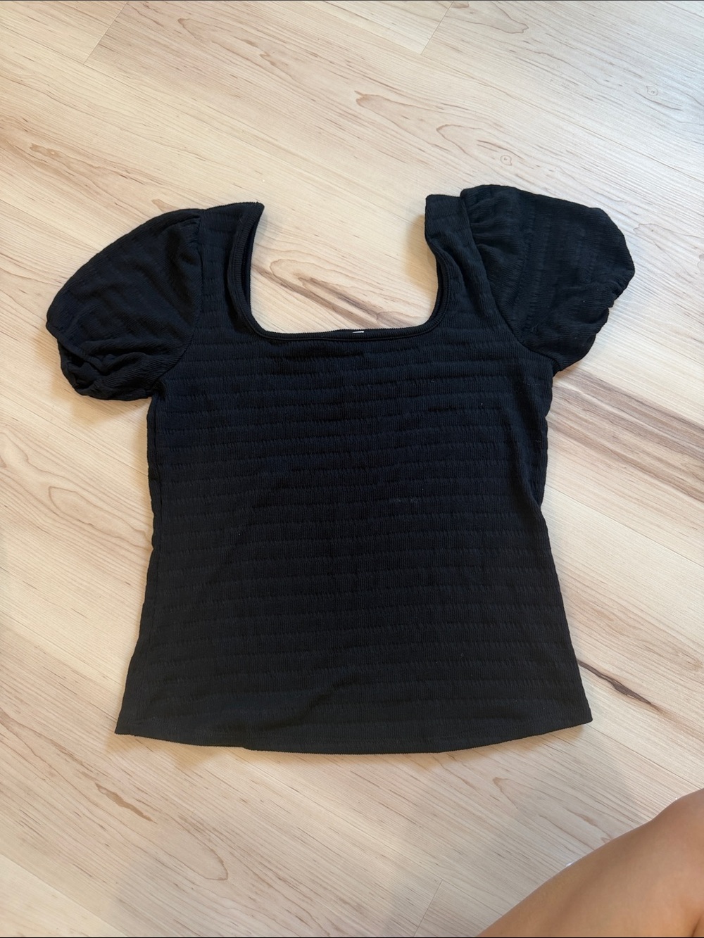 Beacon Black Square Neck Puff Sleeve Top